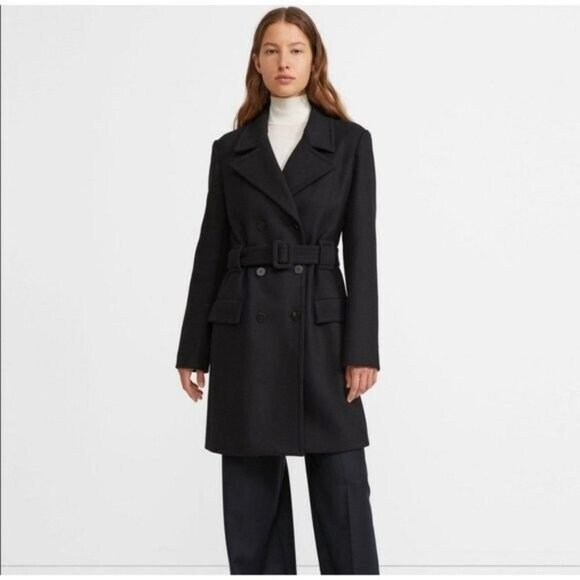 NWT Theory Modus Superlight Long Black Peacoat Size Small MSRP $895 - Picture 2 of 5
